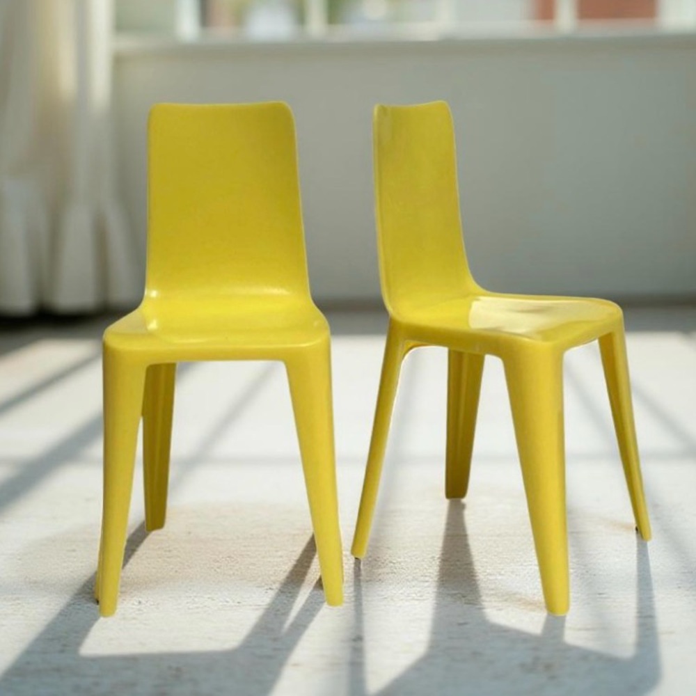 ⭐️⭐️ Mattel Barbie Yellow Sleek Modern Chairs